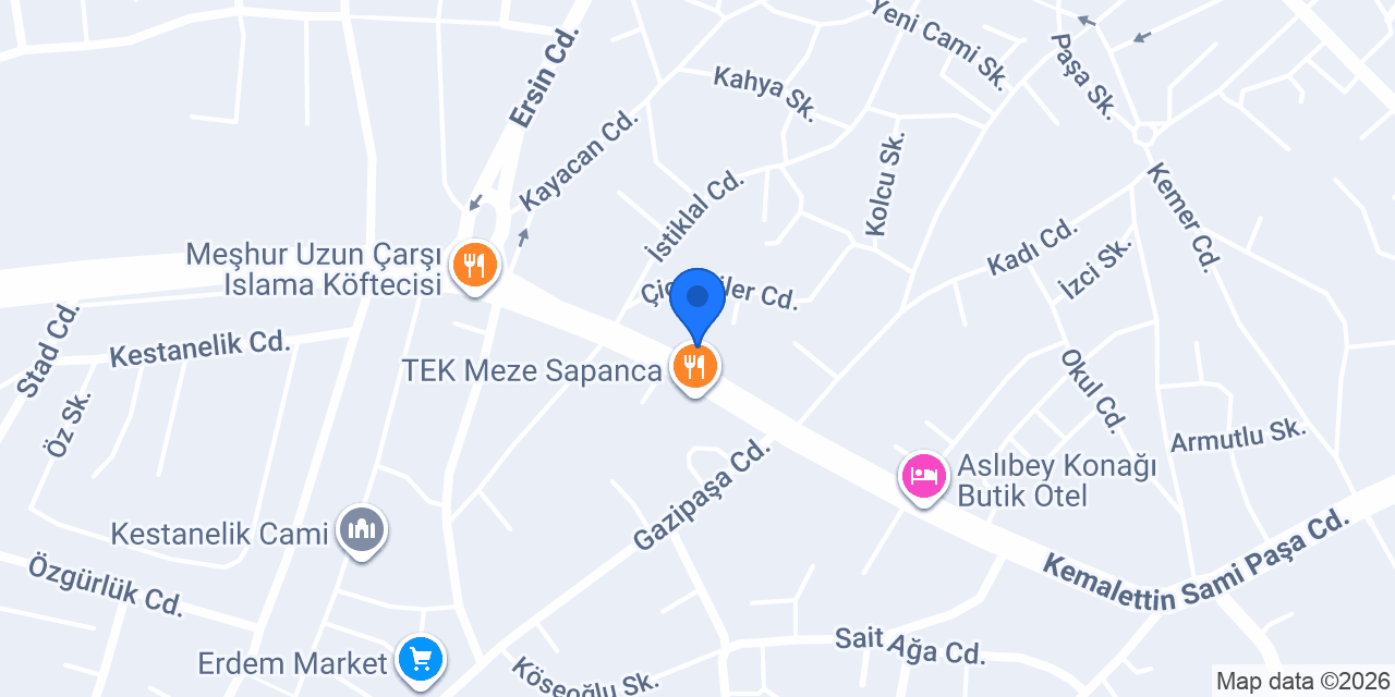 Tek kasap sapanca konumu