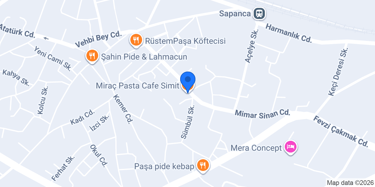 Miraç Pasta Cafe Simit konumu