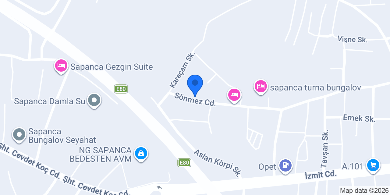 Name XL Sapanca Bungalov konumu