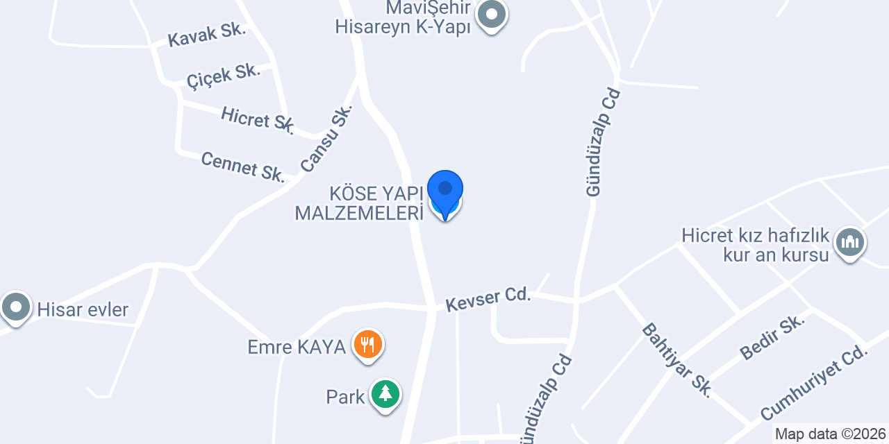 KÖSE YAPI MALZEMELERİ konumu