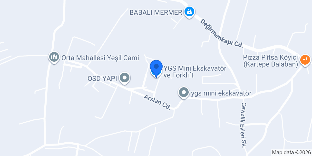YGS Mini Ekskavatör ve Forklift konumu