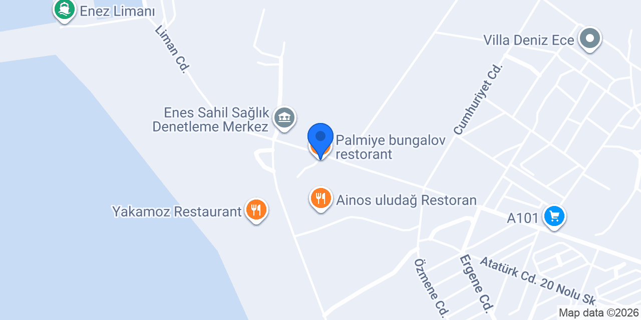 Palmiye bungalov restorant konumu