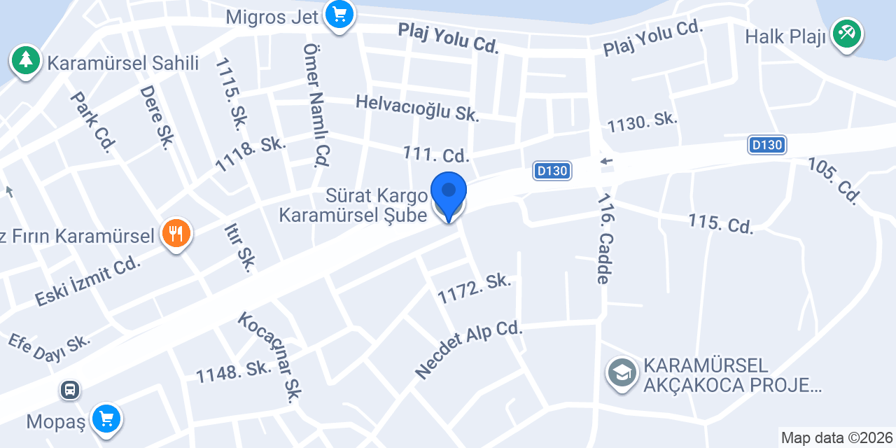 Sürat Kargo Karamürsel Şube konumu