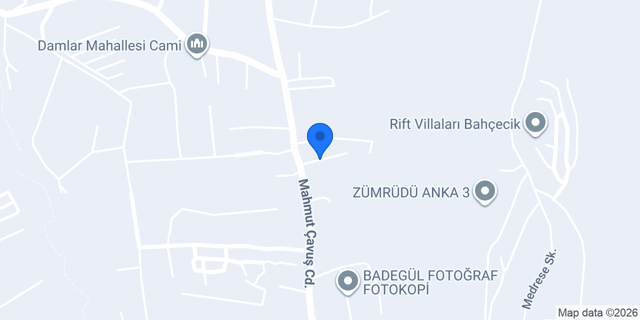 Bahçecik Damlar İlkokulu konumu