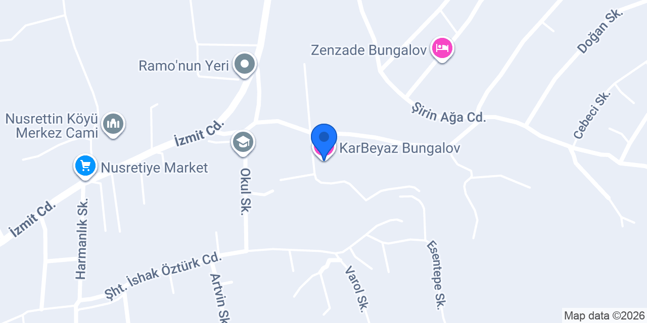 KarBeyaz Bungalov konumu