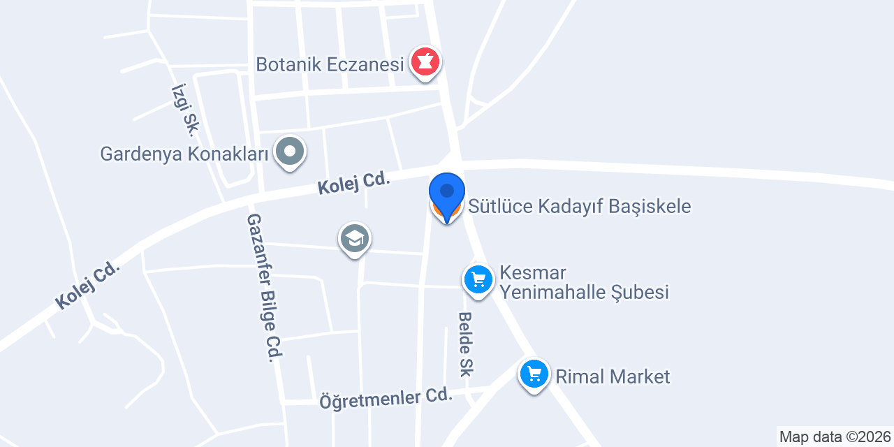 Sütlüce Kadayıf Başiskele konumu