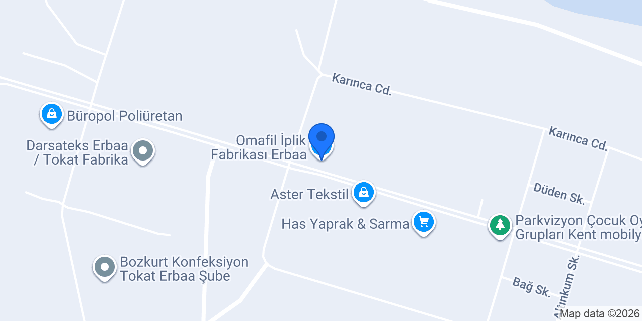 Omafil İplik Fabrikası Erbaa konumu