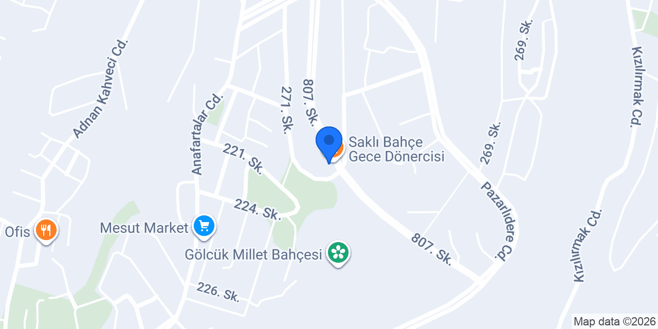 Saklı Bahçe Gece Dönercisi konumu