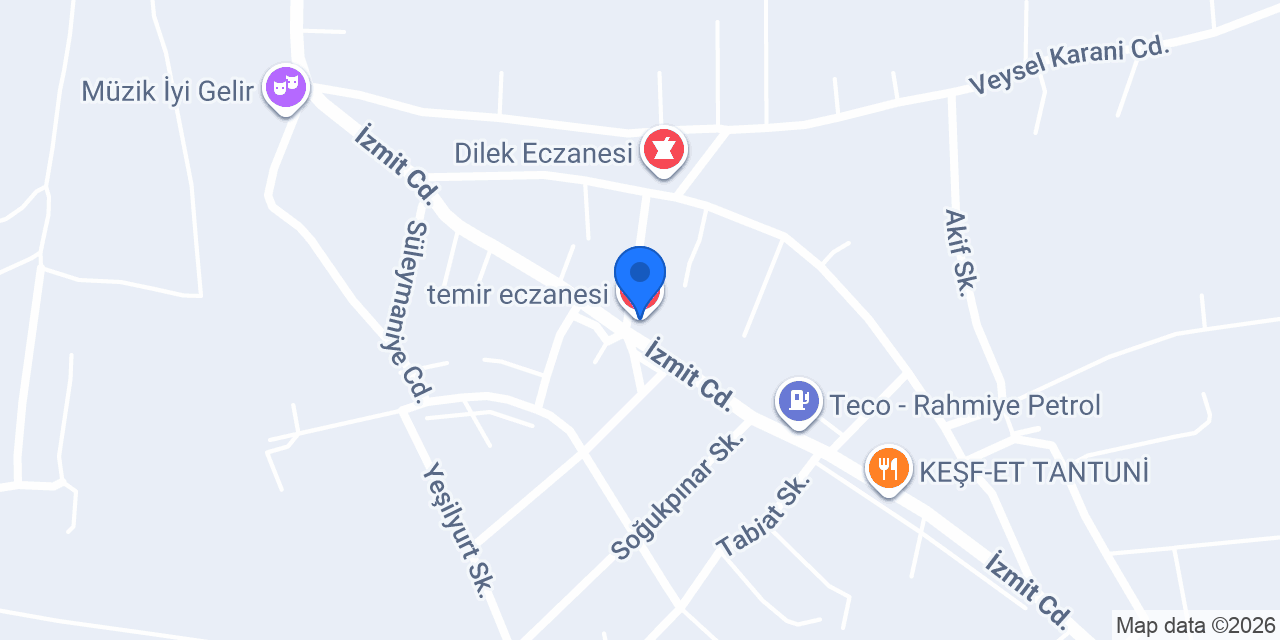 temir eczanesi konumu