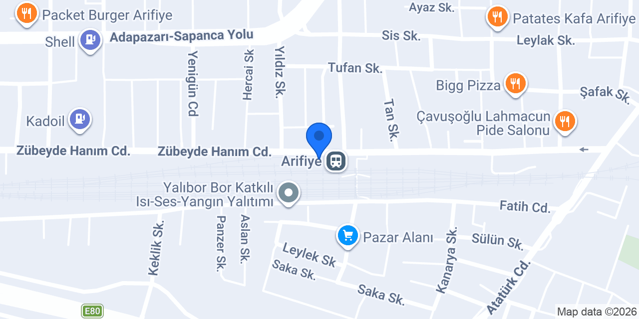 YHT Arifiye İstasyonu konumu