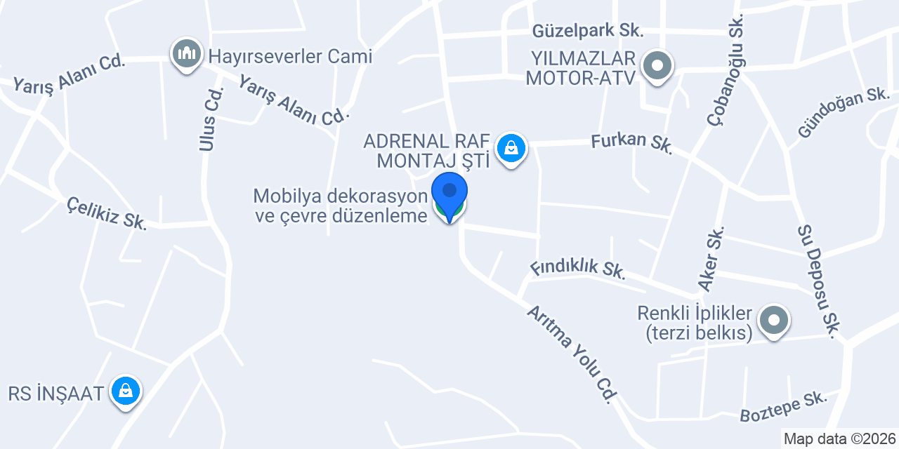 Mobilya dekorasyon ve çevre düzenleme konumu