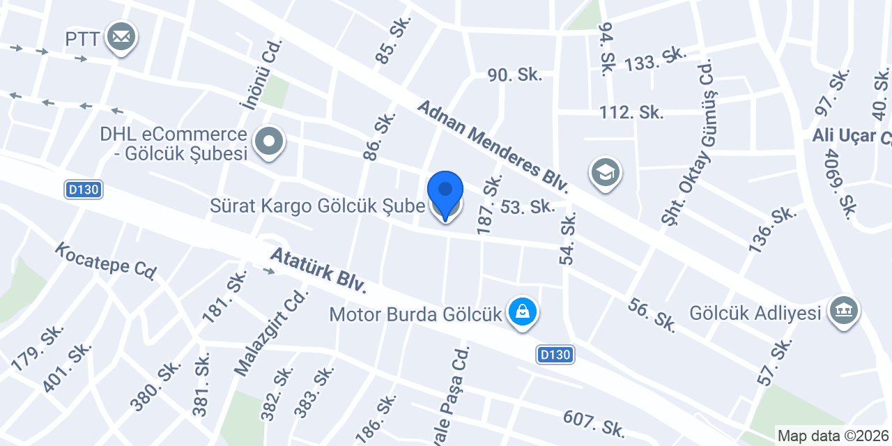 Sürat Kargo Gölcük Şube konumu