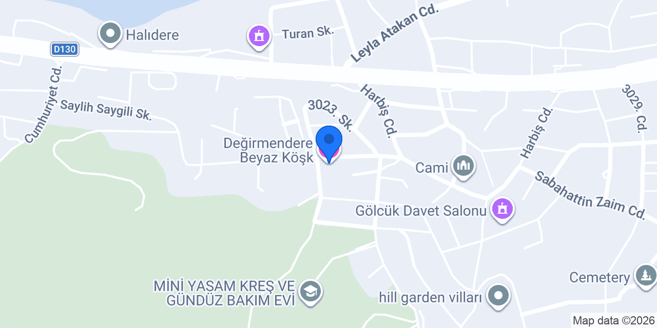 Değirmendere Beyaz Köşk konumu
