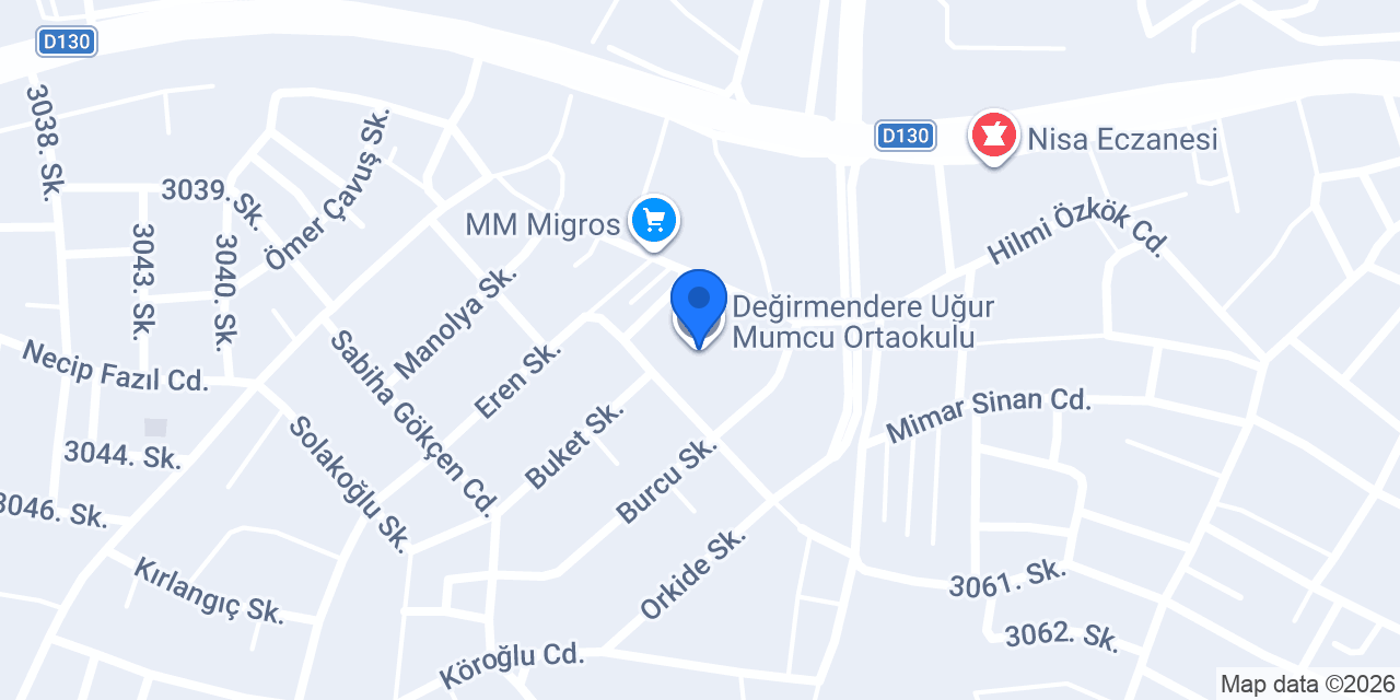 Değirmendere Uğur Mumcu Ortaokulu konumu