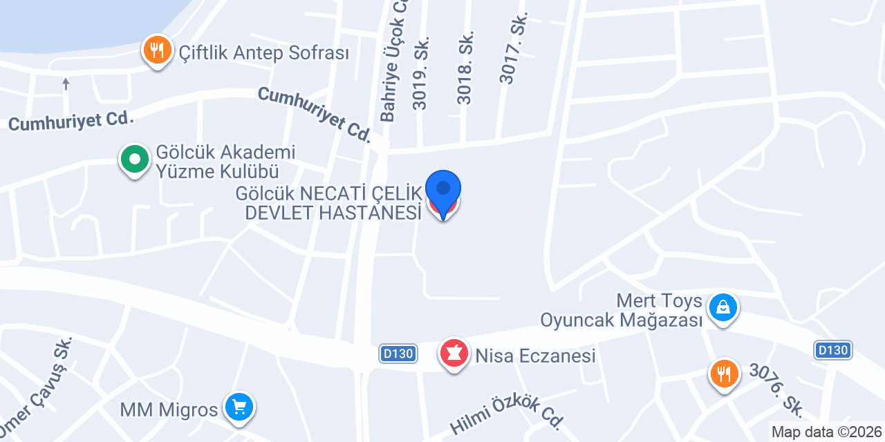 Gölcük NECATİ ÇELİK DEVLET HASTANESİ konumu
