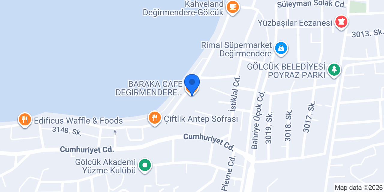 BARAKA CAFE DEGIRMENDERE GÖLCÜK konumu
