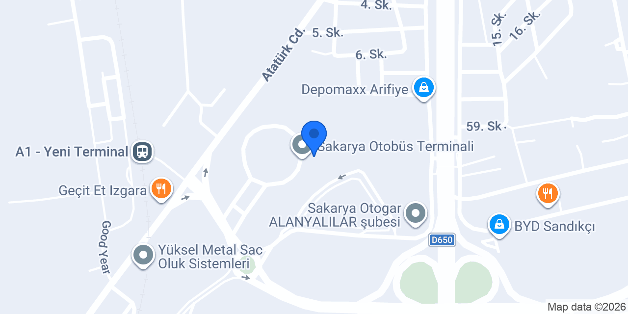 Adapazarı Kamil Koç Turizm konumu