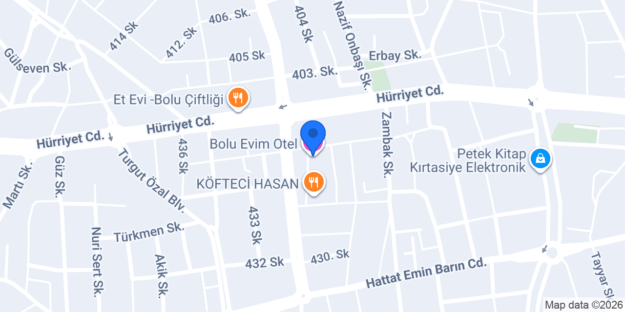 Bolu Evim Otel konumu