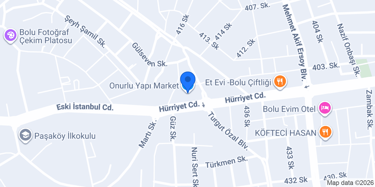 Onurlu Yapı Market konumu
