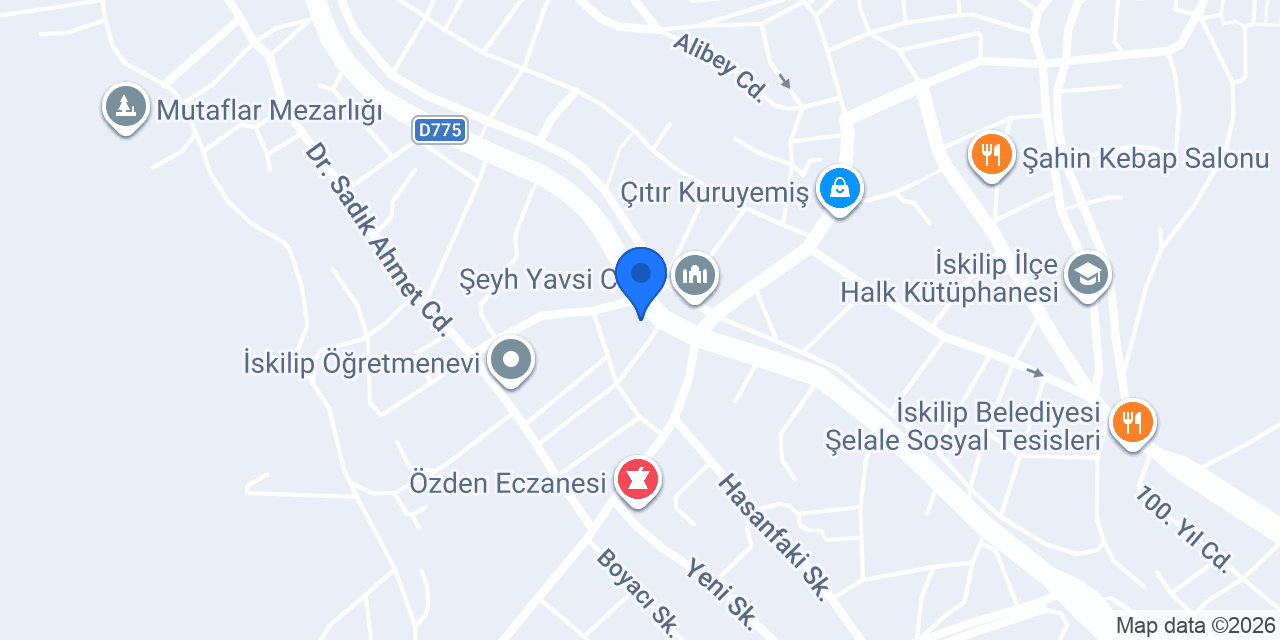 İskilip İlçe Halk Kütüphanesi Müdürlüğü konumu