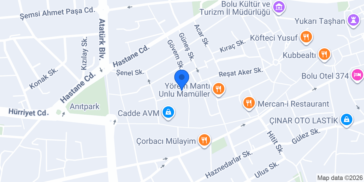 Tuğra Kitabevi ve kafe konumu