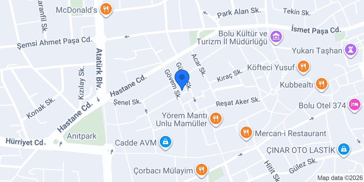 Bolu Tabaklar Suit konumu