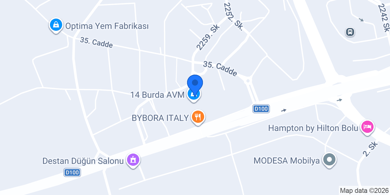 MADO Bolu 14 Burda Avm konumu