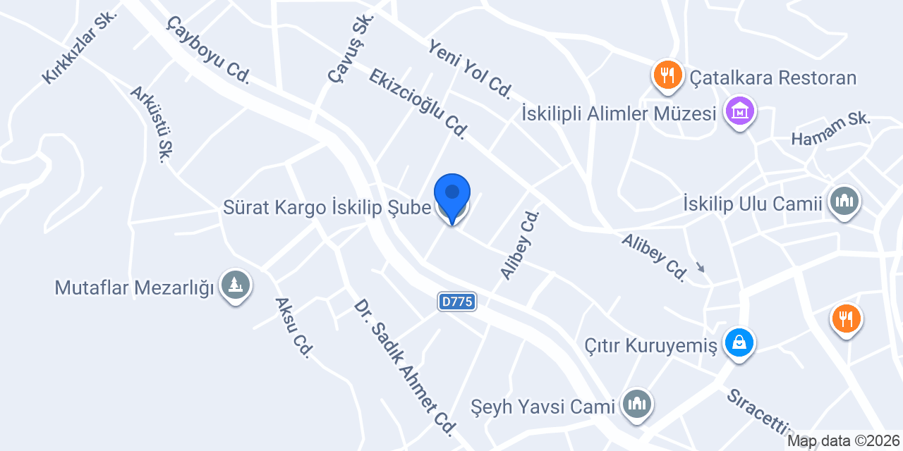 Sürat Kargo İskilip Şube konumu