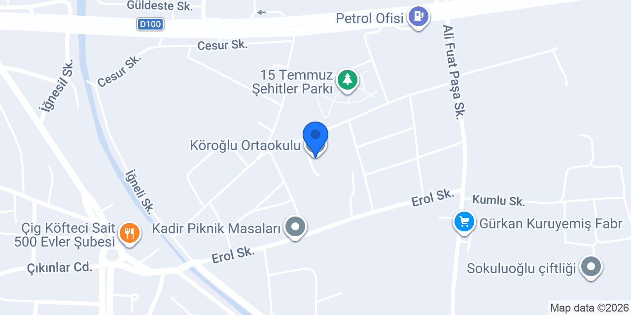 Köroğlu Ortaokulu konumu