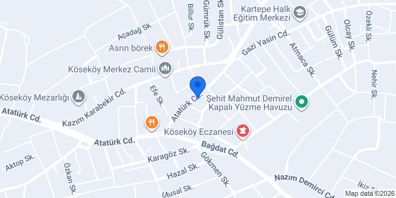 Köseköy Mer. Pastanesi konumu
