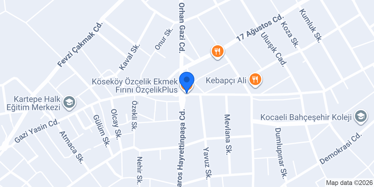 Köseköy Özçelik Ekmek Fırını ÖzçelikPlus konumu