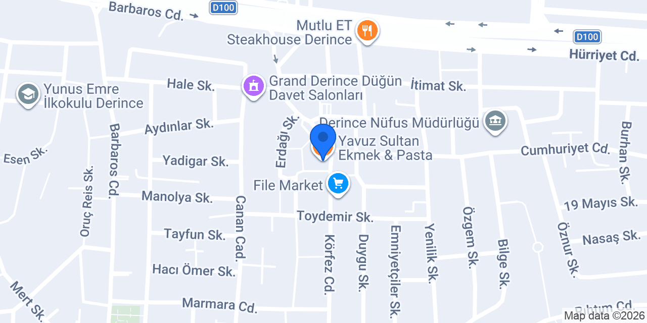 Yavuz Sultan Ekmek & Pasta konumu