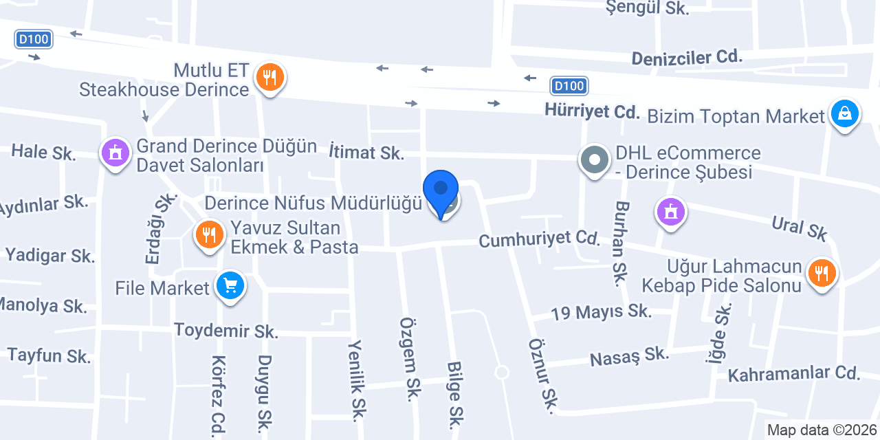 Derince Tapu Müdürlüğü konumu