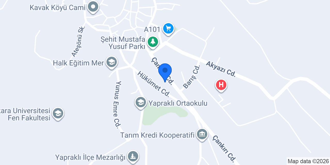 Yapraklı İlçe Nüfus Müdürlüğü konumu