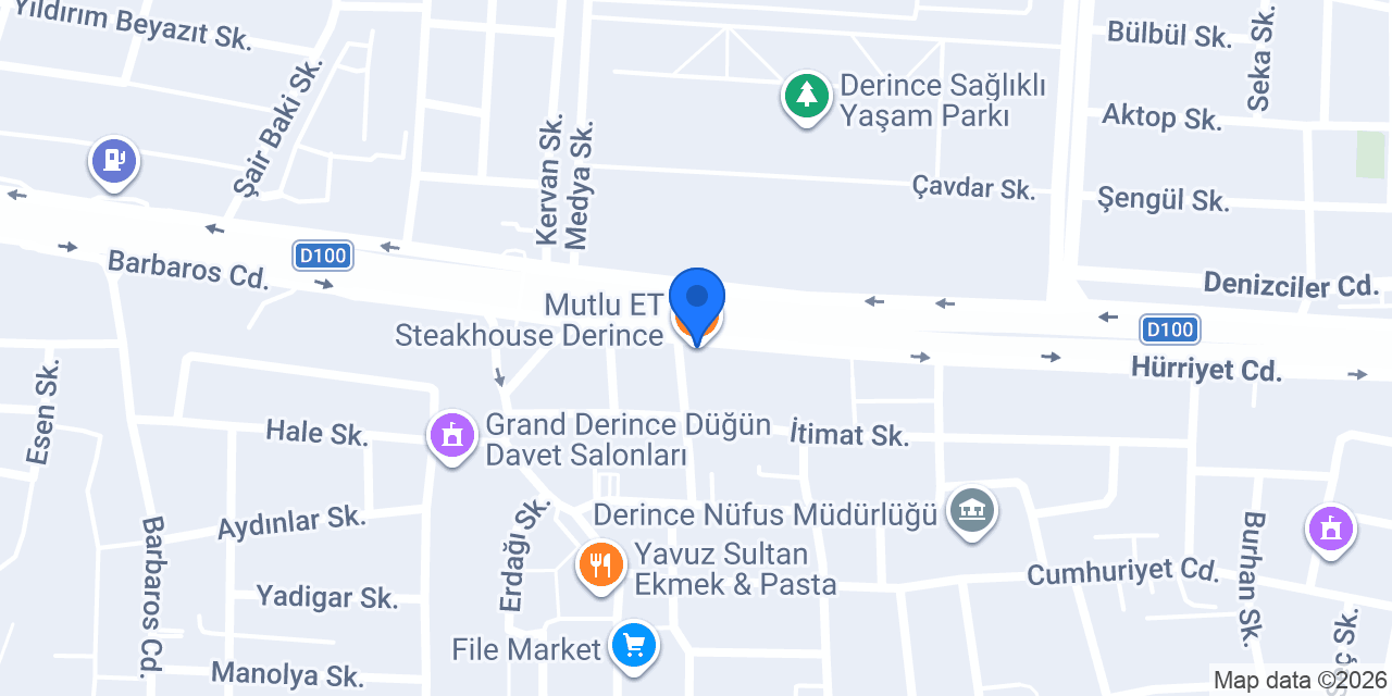 Mutlu ET Steakhouse Derince konumu