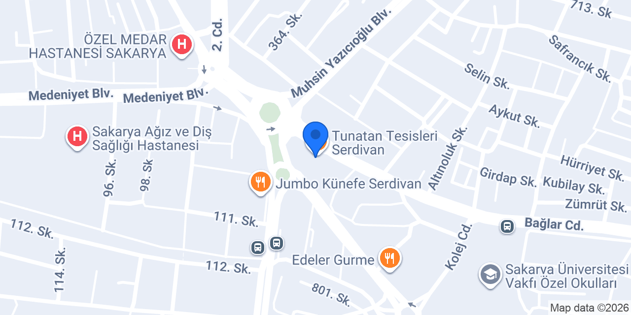 Tunatan Tesisleri Serdivan konumu