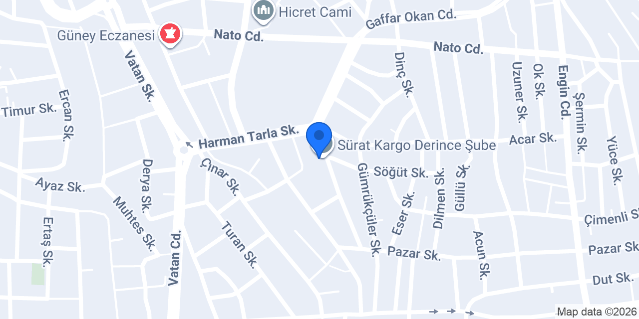 Sürat Kargo Derince Şube konumu