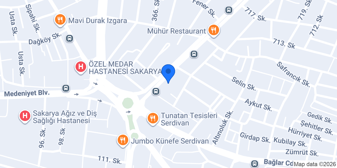 Serdivan Veteriner Kliniği konumu