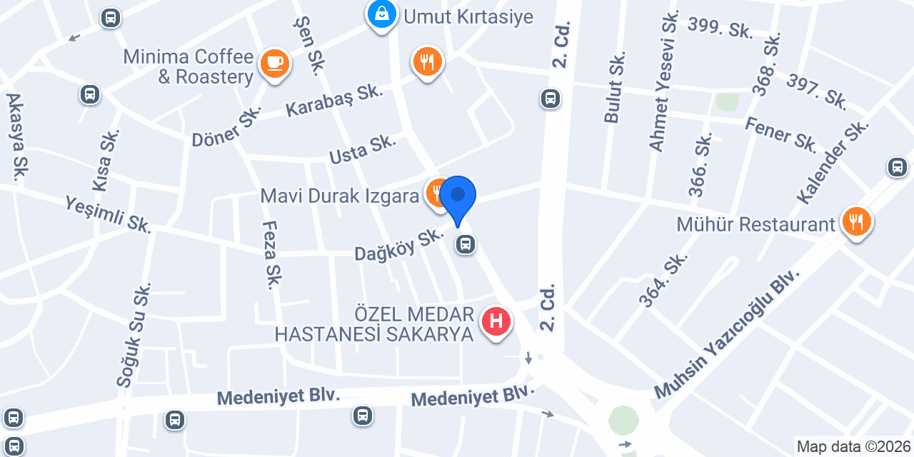 Serdivan mavi durak taksi konumu