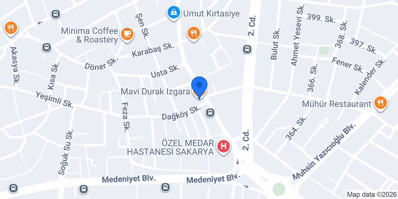 Mavi Durak Izgara konumu