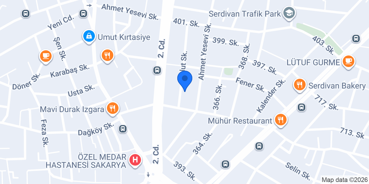 Sakarya Venüs Veteriner Kliniği konumu