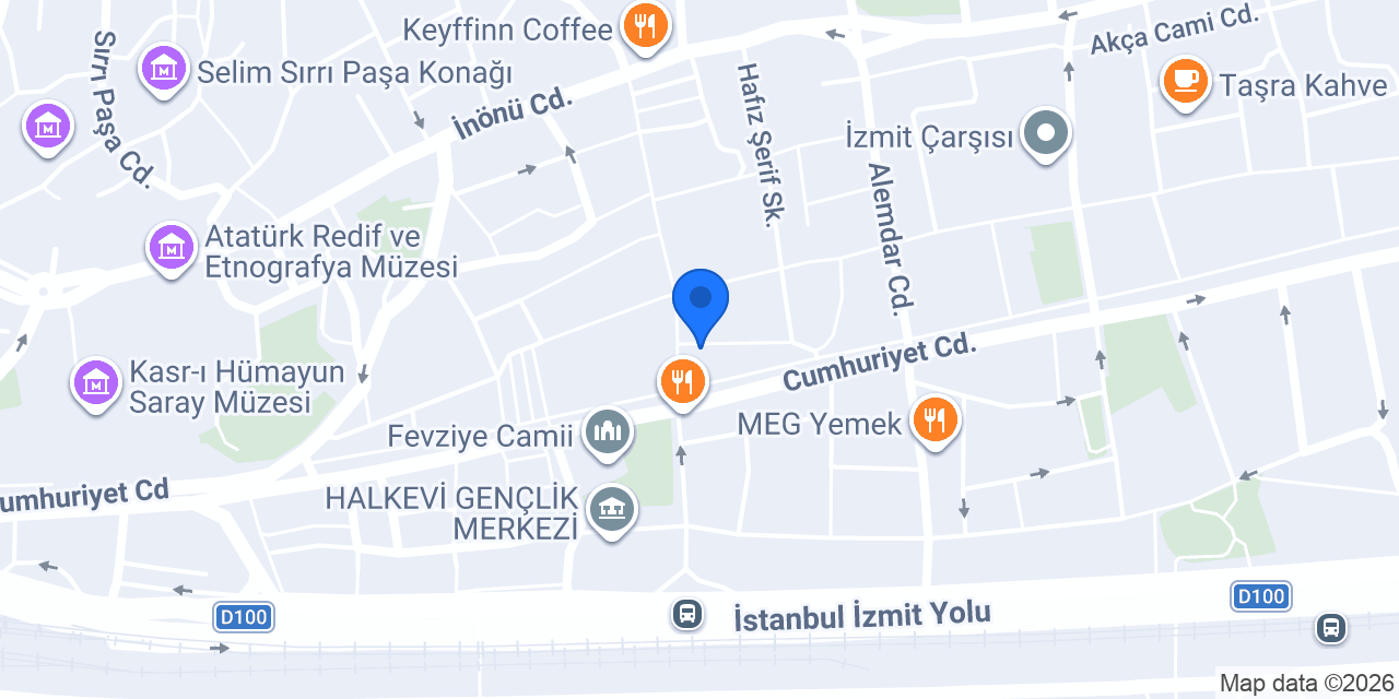 Yapı Kredi Bankası İzmit Şubesi konumu