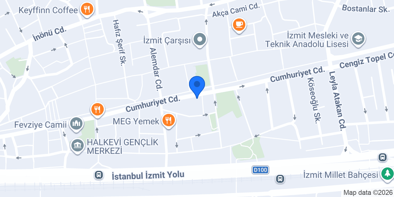 Türkiye Finans İzmit Şubesi konumu