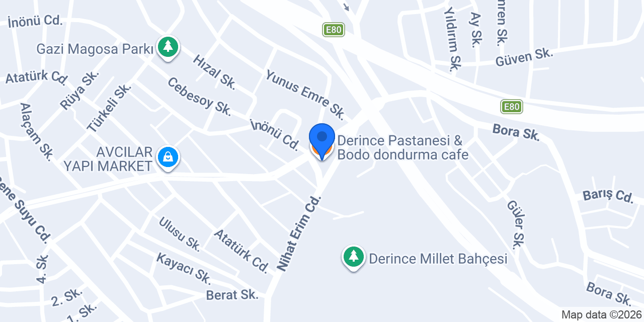 Derince Pastanesi & Bodo dondurma cafe konumu