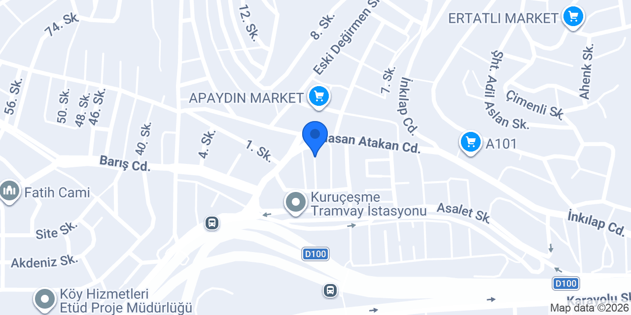 KURUÇEŞME RENT A CAR konumu