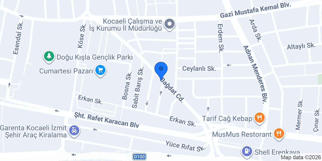 İzmit Duşakabin konumu