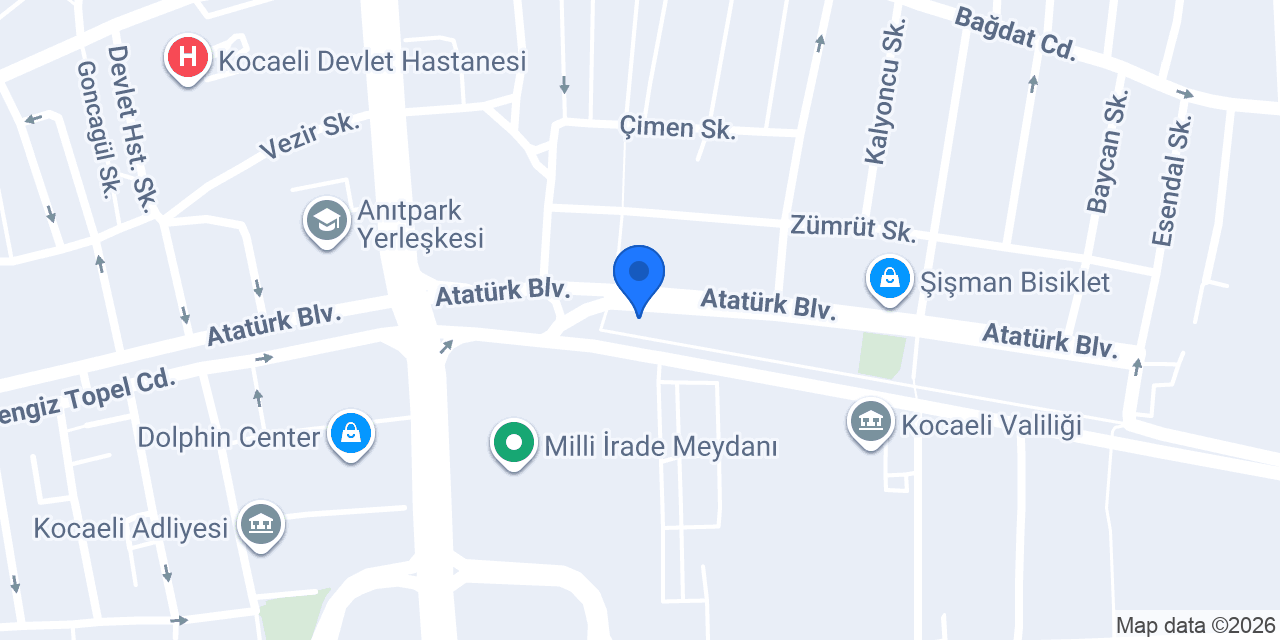 Dünyagöz İzmit Hastanesi konumu