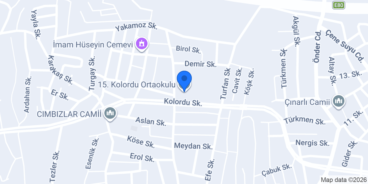 15. Kolordu Ortaokulu konumu