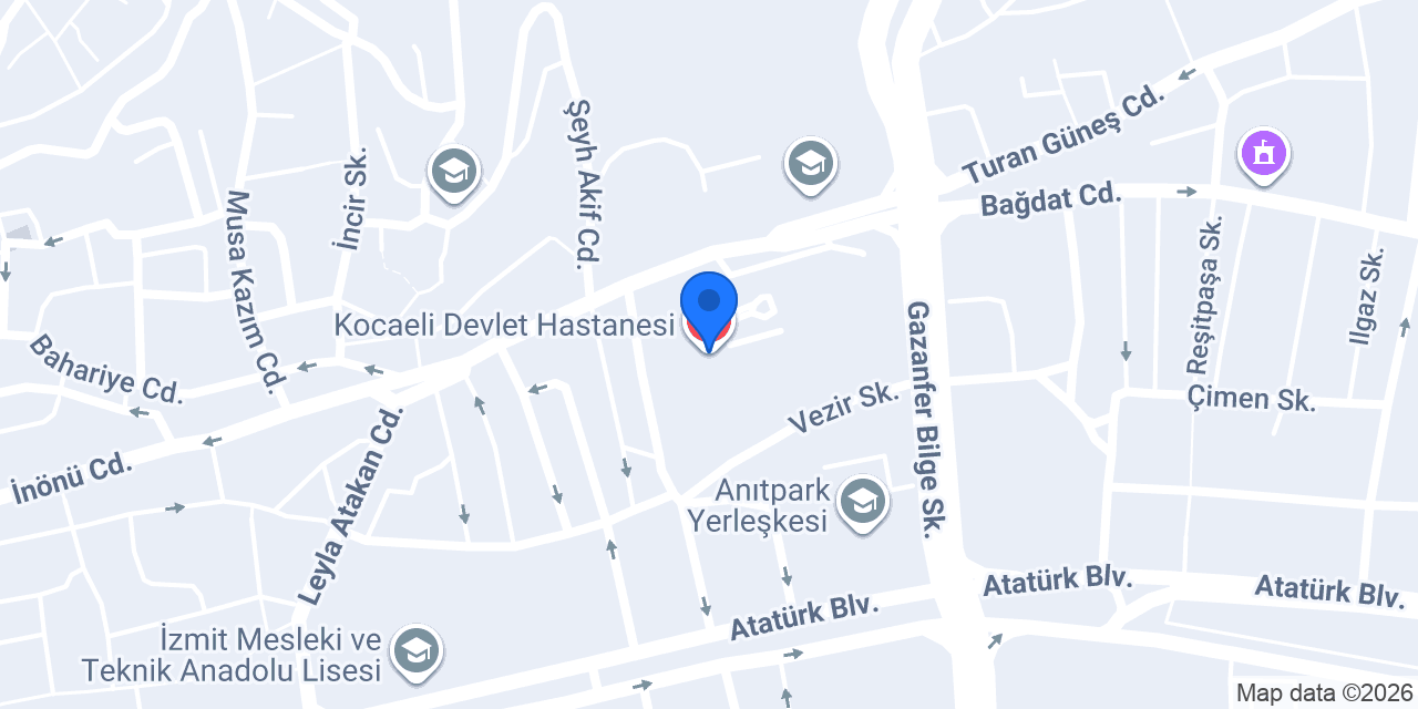 Kocaeli Devlet Hastanesi konumu
