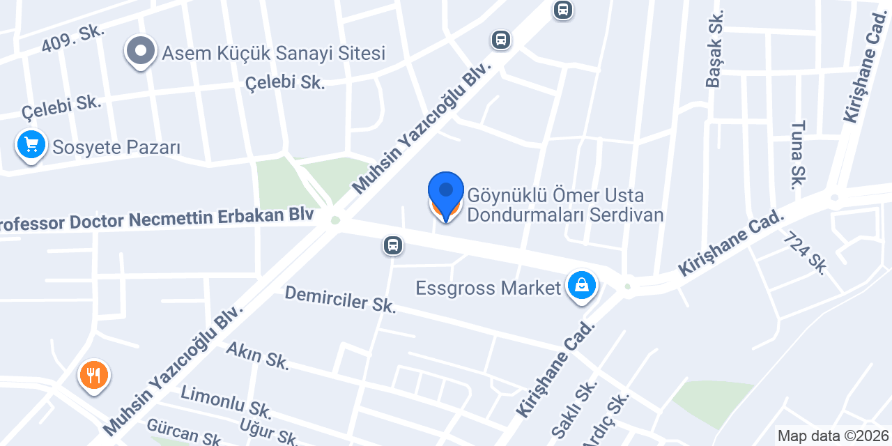 Göynüklü Ömer Usta Dondurmaları Serdivan konumu